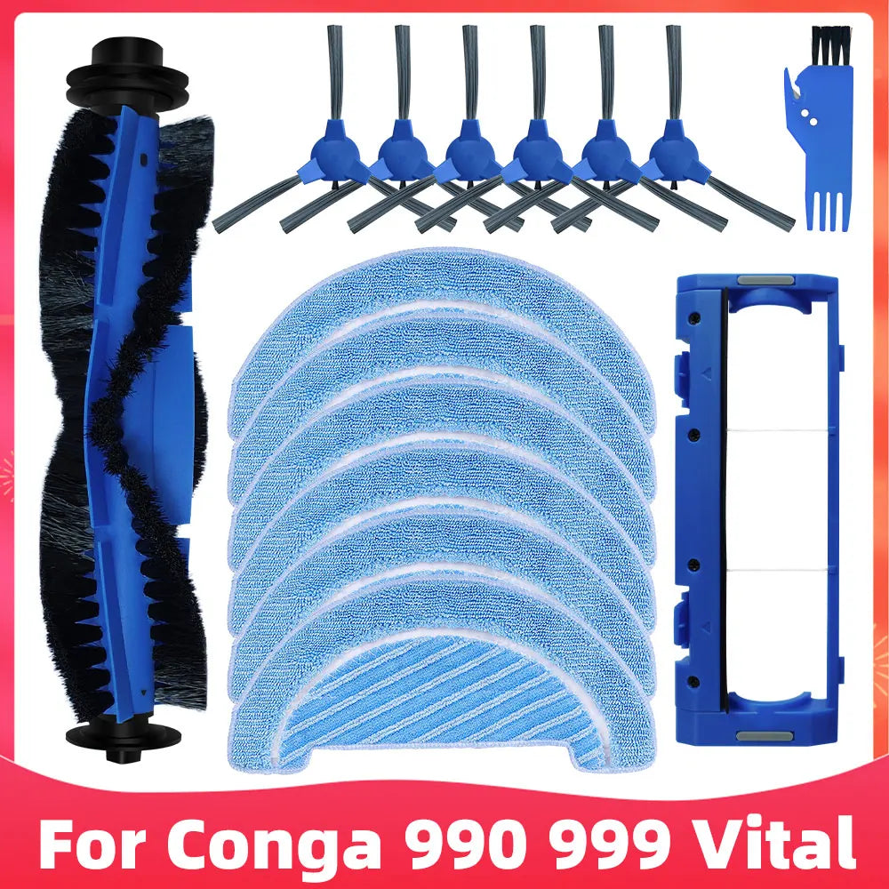 Replacement For Cecotec Conga 990 Vital / Conga 999 Vital Robot Vacuum Cleaner Spare Parts Main Side Brush Hepa Filter Mop Rag