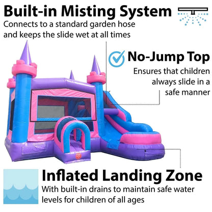 5.8m Inflatable Jungle Bounce House & Slide – Commercial Grade Pink  Combo Bouncy Castle  for Kids Ultimate Fun  Outdoor Events