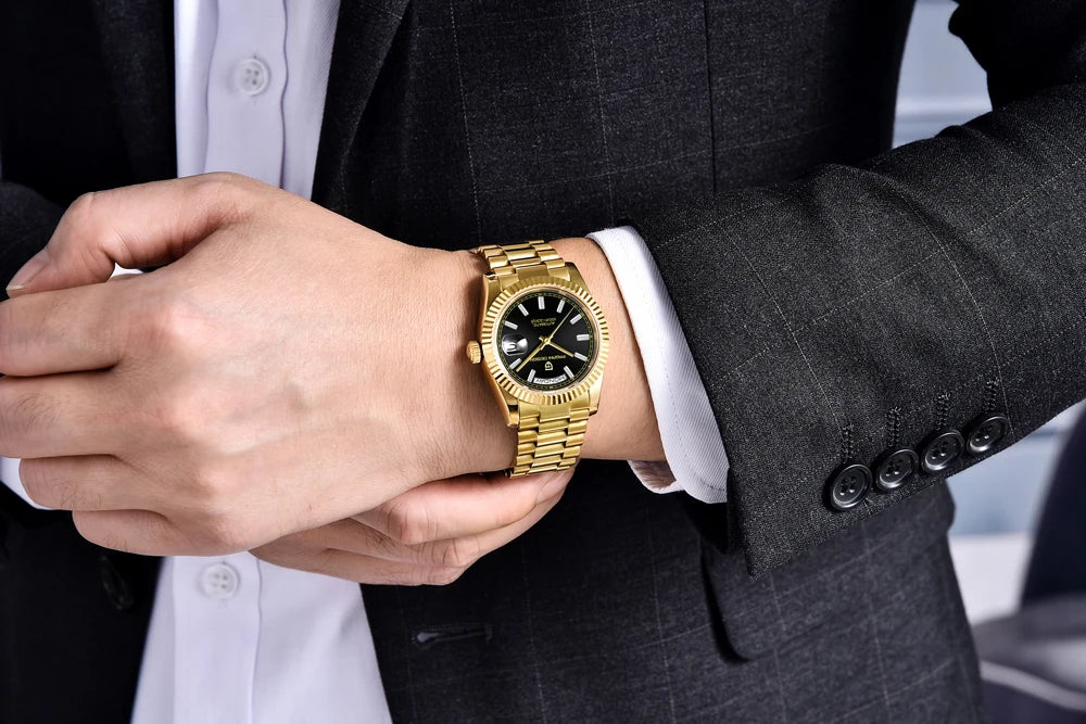 New PAGANI DESIGN 2026 watch, moon phase, luxury, gold, quartz, sport man, VK63, waterproof, sapphire glasses, anti-reflective, wristwatch, luminous ceramic glasses, stainless steel