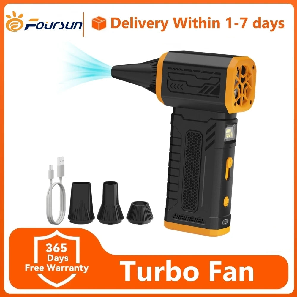 Foursun 130000 RPM Turbo Violent Fan, 10-Speed with Display, Fast Charging for Home/Car/Outdoor Cleaning