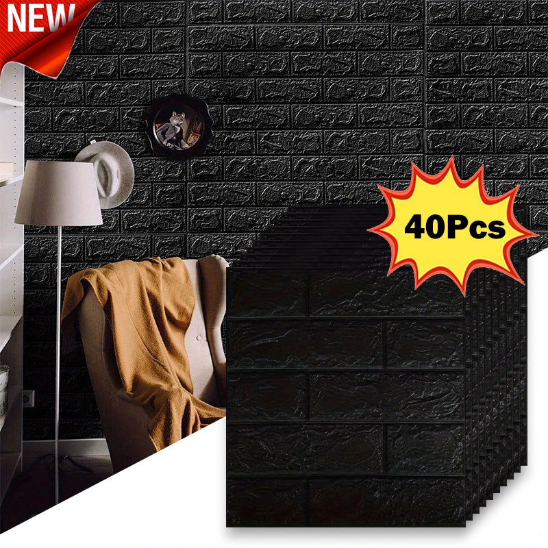 Black Brick Pattern Wallpaper Thick Waterproof and Moisture-Proof Living Room Bedroom Decorative Sticker Self-Adhesive