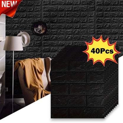 Black Brick Pattern Wallpaper Thick Waterproof and Moisture-Proof Living Room Bedroom Decorative Sticker Self-Adhesive