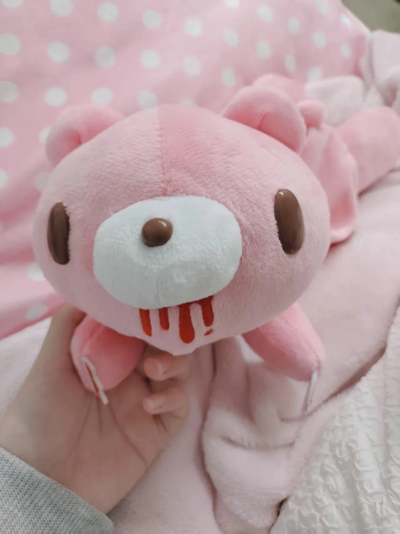 Y2K Bloody Bear Knitted Pencil Case Pink Bear Crochet Makeup Bag Gothic Aesthetic Stationery Pouch Harajuku School Supplies