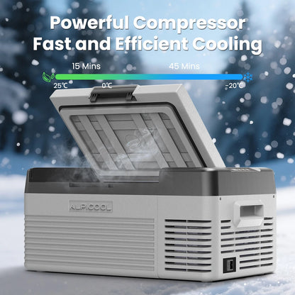 Alpicool CL15 15L Car Refrigerator 12V Compressor Fridge Mini Freezer 12/24V DC 100-240V AC Portable Cooler for Camping Travel