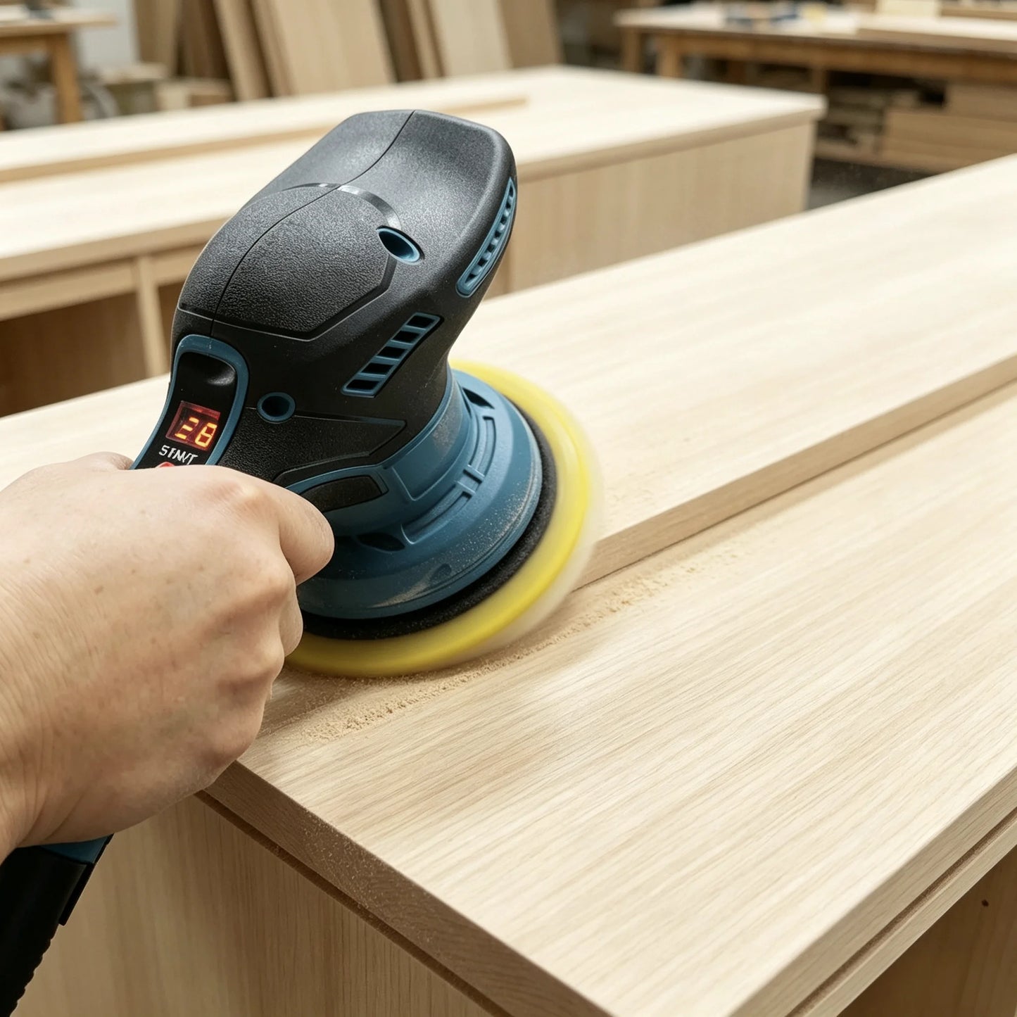 This 12V cordless electric polisher/Sander features 8 adjustable speeds and comes with a spare battery. It includes a sponge pad, dusting pad, and sandpaper. Suitable for car repair and detailing, polishing wood furniture sur