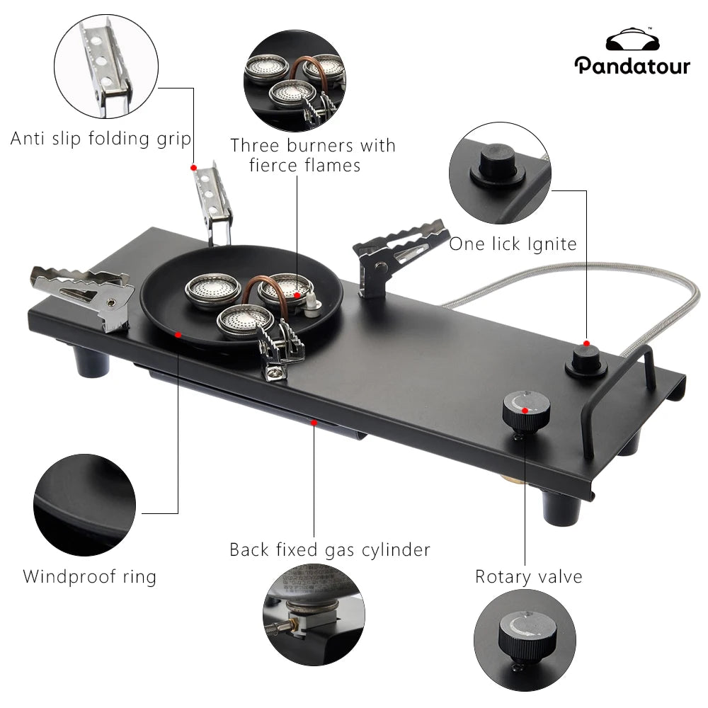 Pandatour Camping IGT Gas Stove 0.5UNT Strong FireBurner One lick Ignite Outdoor Adjustable Equipped  IGT Table Accessories