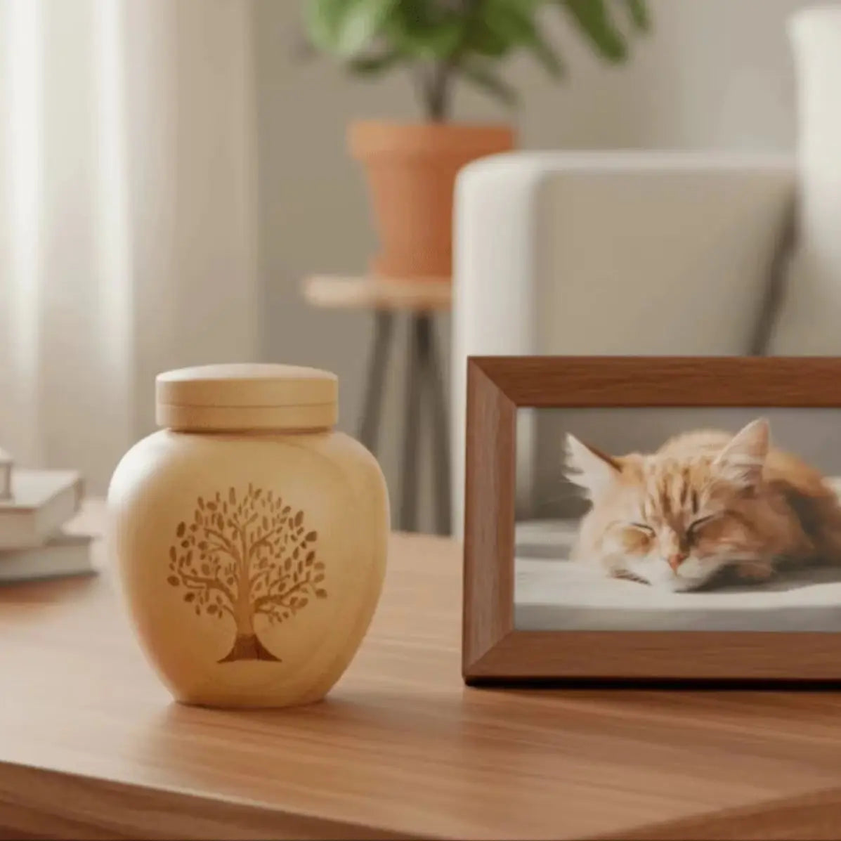 G14 Bamboo Cremation Urn Tree Life Threaded Pet Ashes Keepsake Urn  Ash Container for Dog Cat Human Loved One Funeral Souvenir