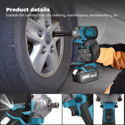 1200/1800N·m Brushless Cordless Electric Wrench Set 1/2" Car Truck Repair Screwdriver Power Tool Impact Drill Rechargable with 1 Battery