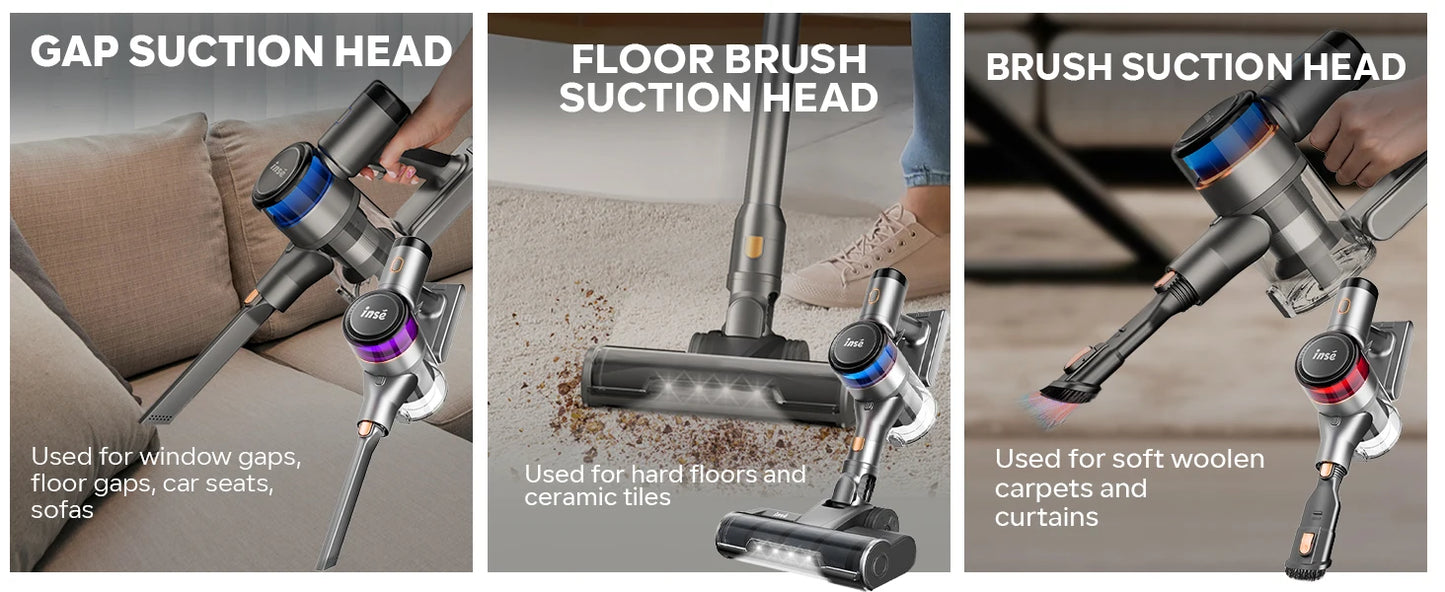 Inse S9 cordless vacuum cleaner, 75KPa, 1L tank, LED display, ideal animal hair and Carpet