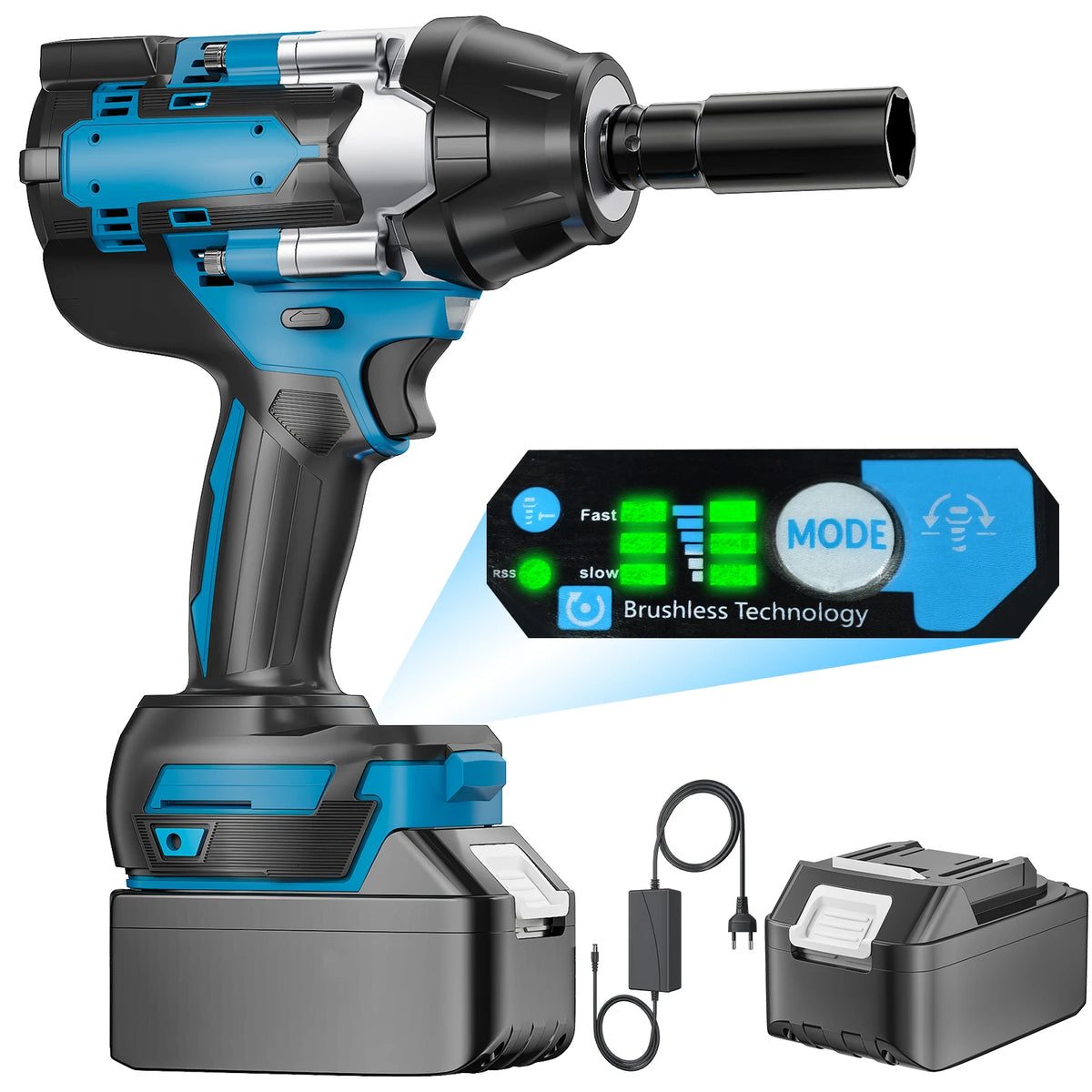 1200/1800N·m Brushless Cordless Electric Wrench Set 1/2" Car Truck Repair Screwdriver Power Tool Impact Drill Rechargable with 1 Battery