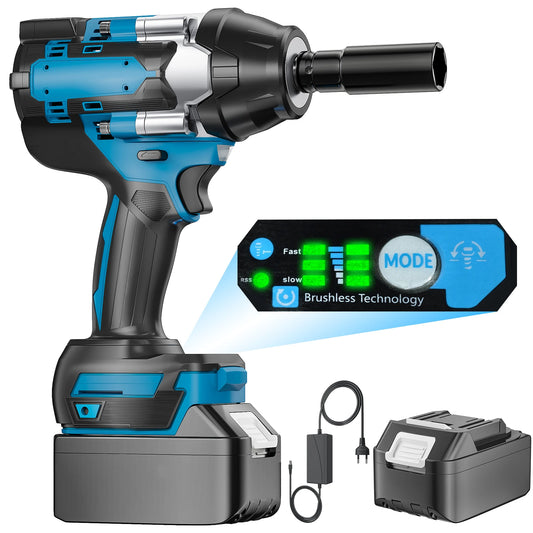 1200/1800N·m Brushless Cordless Electric Wrench Set 1/2" Car Truck Repair Screwdriver Power Tool Impact Drill Rechargable with 1 Battery