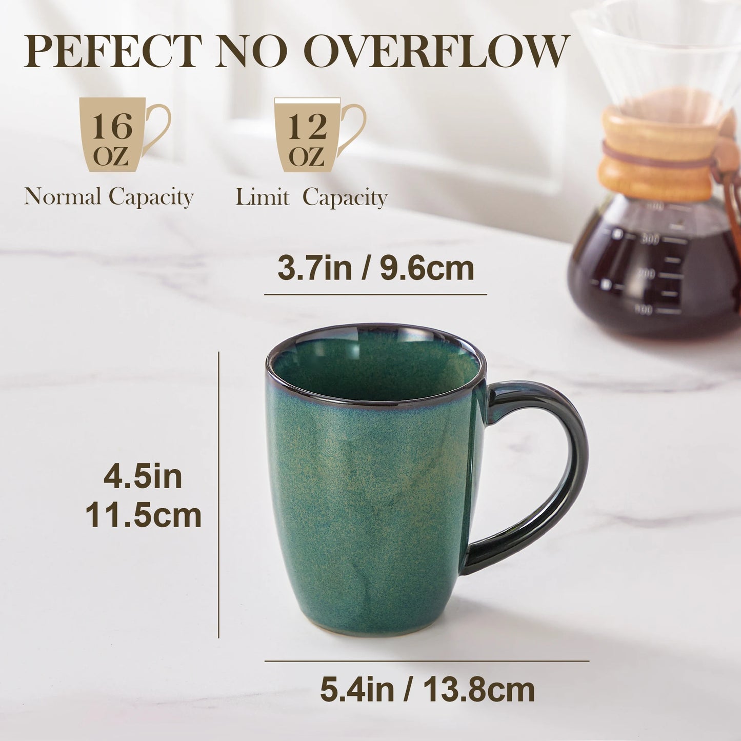 vancasso 4/8 pcs Stoneware Coffee Cups 12Oz 16Oz Starry Coffee Mugs Reflect Glaze Green and Blue with Handle for Tea/Coffee/Coco