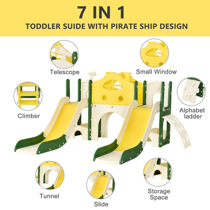 Children's Double-Slide Playground, Including Castle, Slides, Climbing Frames, Tunnels and Telescopes, Indoor Toddler Play Facilities