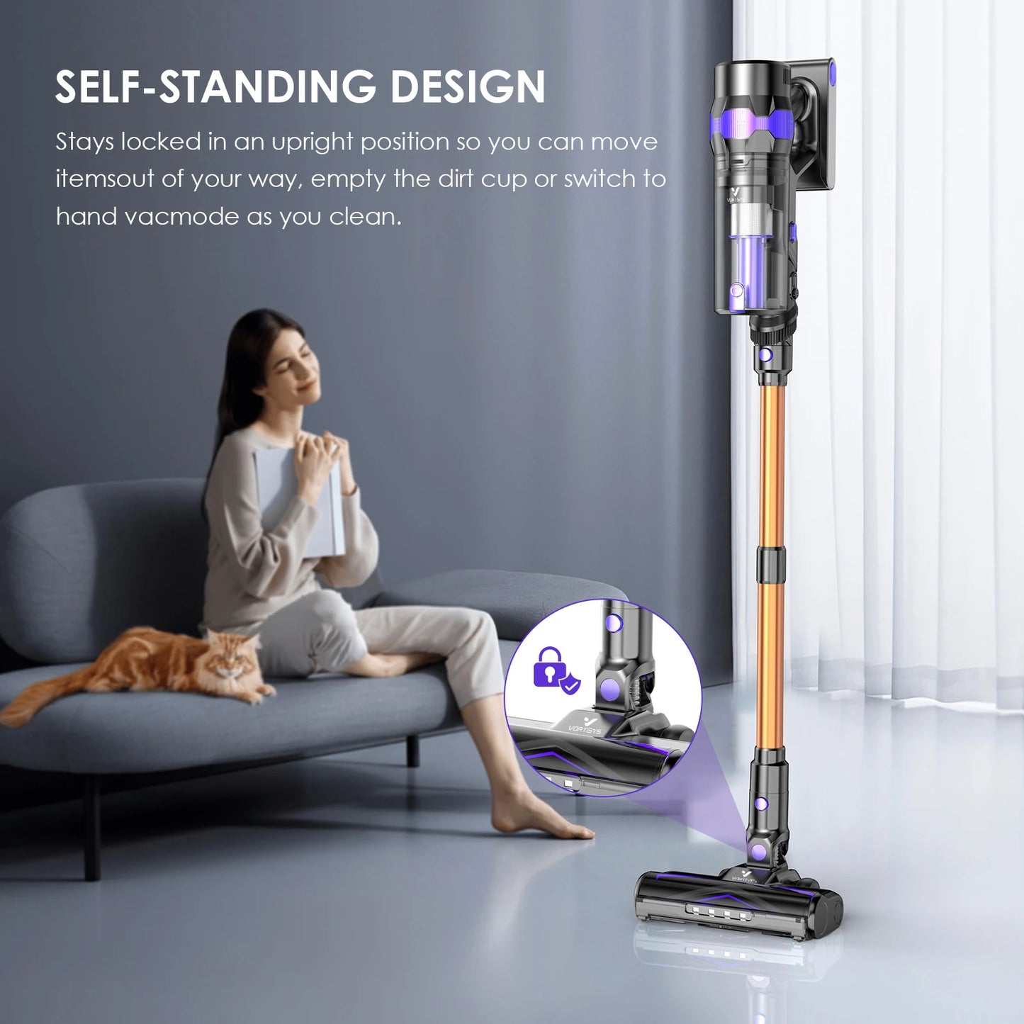 70 KPa/60-minute Cordless Vacuum Cleaner, 6-in-1 Handheld Vacuum Cleaner With LED Display, Upright Stick Vacuum Cleaner, Green Dust Detection Technology, Portable Vacuum Cleaner Suitable For Floors/Hard Surfaces