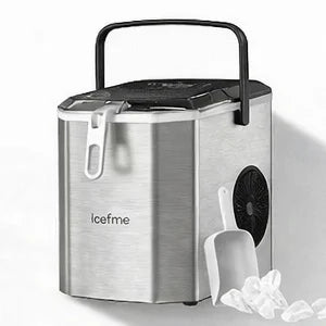 LOEFME Portable Ice Maker 12kg/24h 9 Ice Cubes in 6-13 Min LED Display with Adjustable Ice Size 1.4L Water Tank for Home
