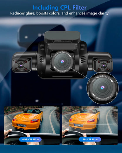 HUPEJOS V8Pro-4CH 360° 4K Dash Cam AI Driver Monitor System Built-in WiFi GPS,Night Vision,Voice Control,24H Parking Mode