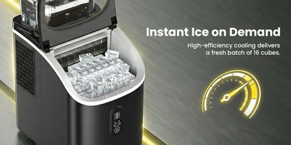 LOEFME Portable Ice Maker Machine 15kg/24h 6-13 Mins Quick Ice 16pcs Ice Cubes Countertop Ice Machine for Home Kitchen Party RV