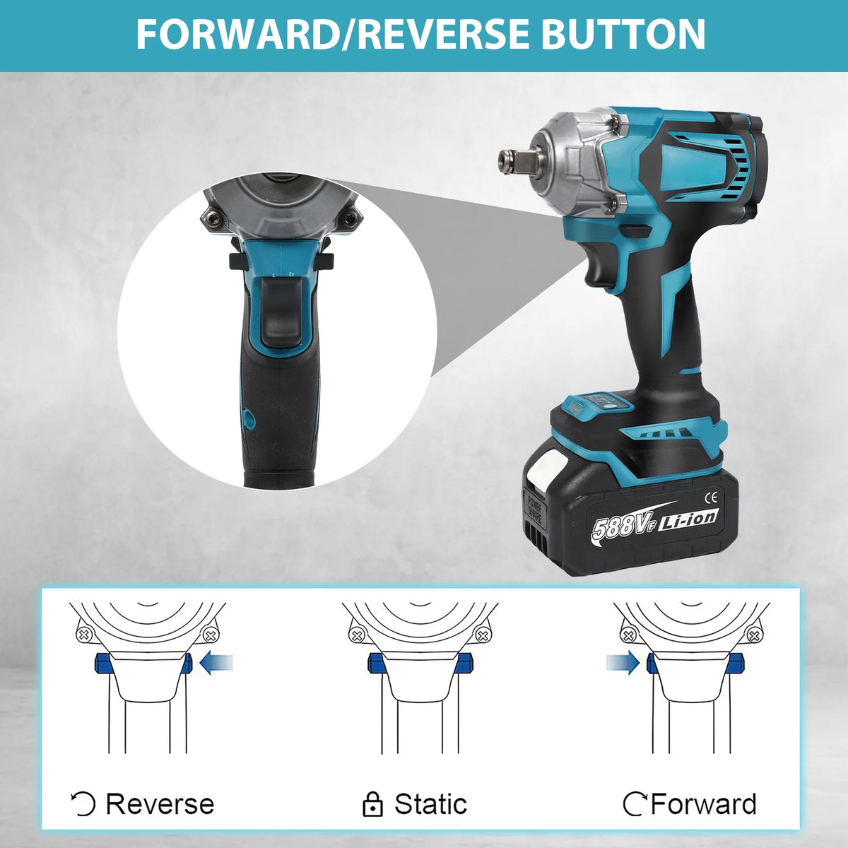 520N. m/1200N.M Cordless Electric Impact French Brushless Hand Electric Driver Electric Tool for Makita 18V Battery