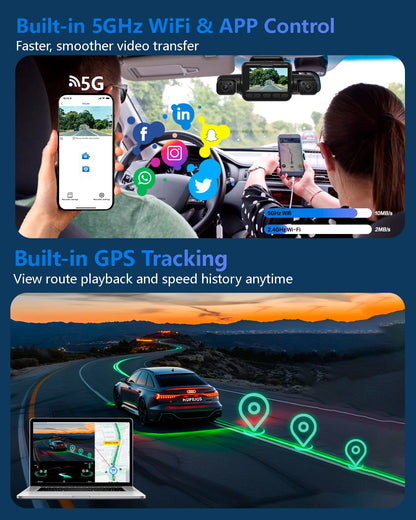 HUPEJOS V8Pro-4CH 360° 4K Dash Cam AI Driver Monitor System Built-in WiFi GPS,Night Vision,Voice Control,24H Parking Mode