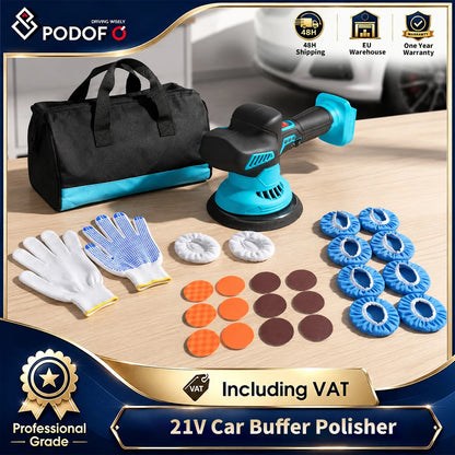 Podofo 6'' Electric Auto Polishing Cleaning Metal Waxing Wood Cordless Car Polisher Sanding Rust Removal Tool For Makita Battery