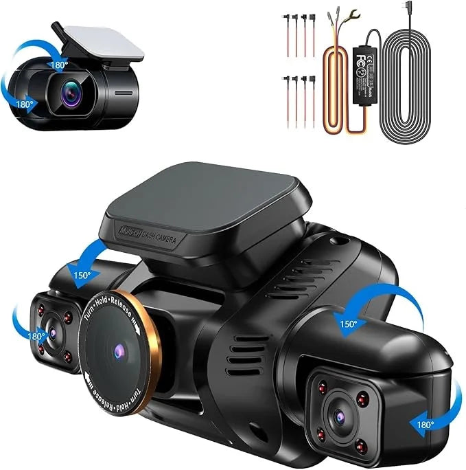 HUPEJOS V8Pro-4CH 360° 4K Dash Cam AI Driver Monitor System Built-in WiFi GPS,Night Vision,Voice Control,24H Parking Mode