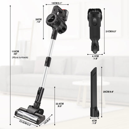 140W 15Kpa Cordless Vacuum Cleaner, 3 in 1 Powerful Stick Vacuum with 130000Rpm Brushless Motor, 2 Speeds for Carpet, Hard Floor and Pet Hair