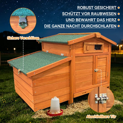 Chicken Coop on Stilts with Wooden Laying Nest Protects Chickens from Predators, Raised Nest, Easy to Clean