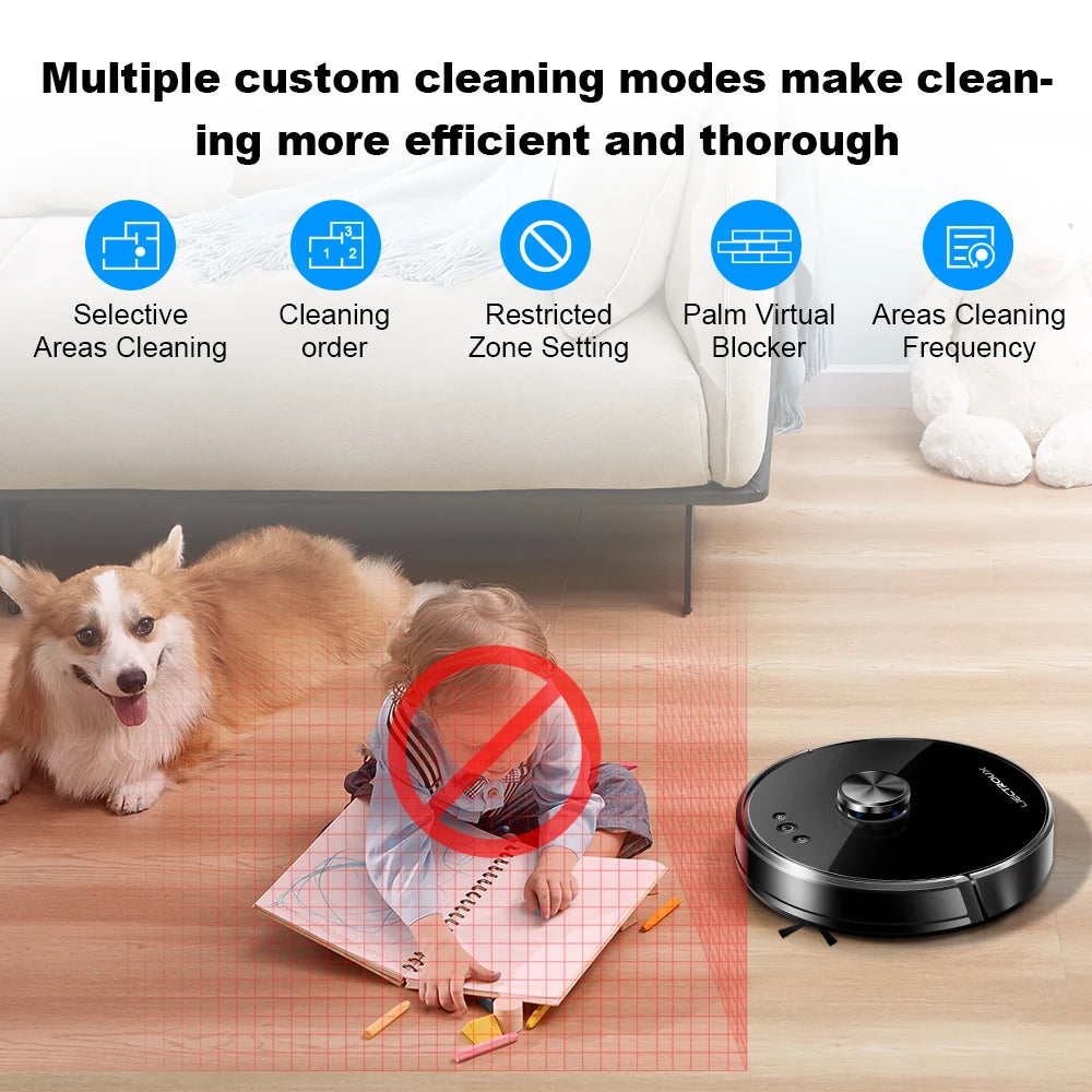 Robot Vacuum Cleaner Liectroux/LILIN X6,Laser System,Multiple-Floor Maps,Restricted Area Setting for Home Carpet Cleaning