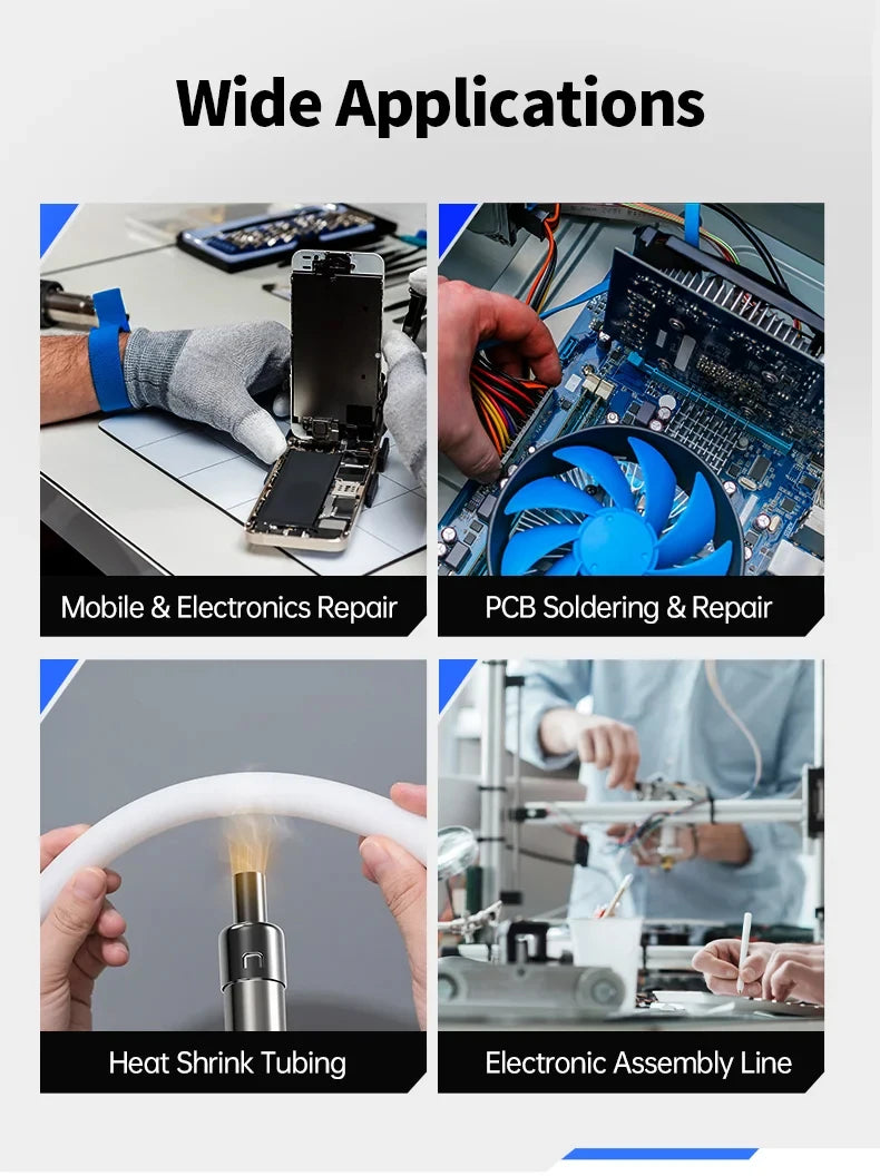 FNIRSI SAG-55 Micro Hot Air Gun 550W with Stand BGA Rework LCD Digital Hair Dryer Soldering Heat Gun for Welding Repair Tools