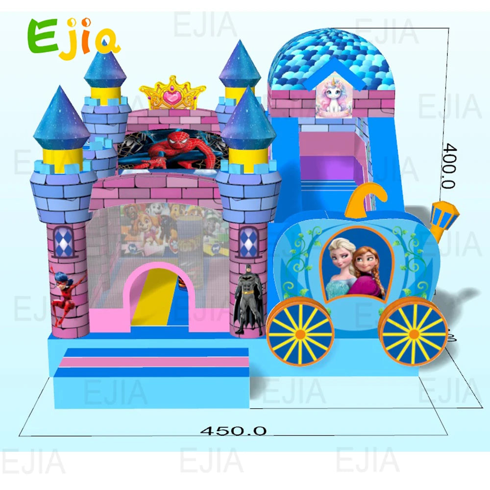Commerical Colorful Princess Girls Theme  Inflatable Bounce House Trampoline Combo Jumping Castle Combo Slide House For Party
