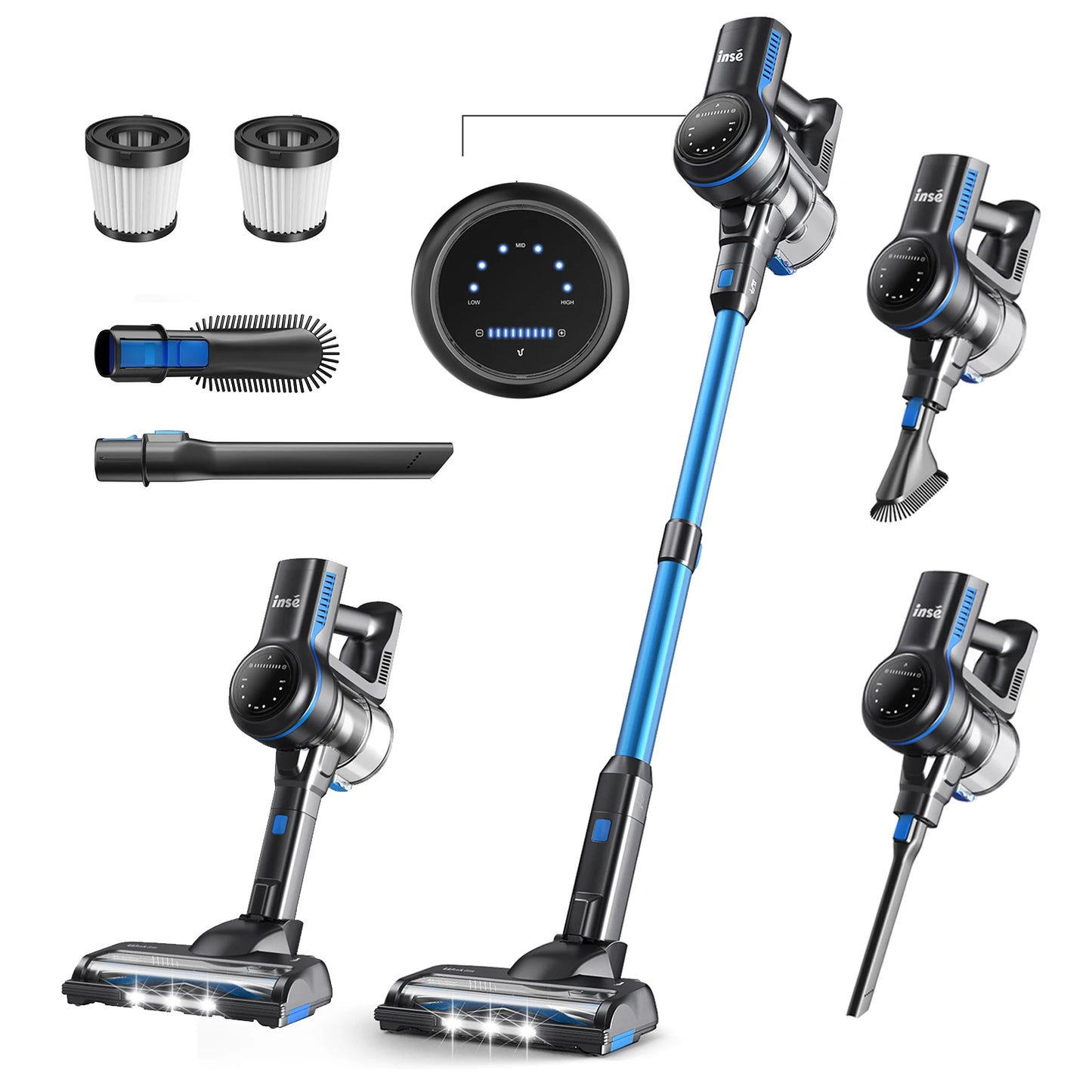 Inse S7P Cordless Vacuum Cleaner, 60KPa, 1.3 L Dust Cup, Removable Battery, for Pet Hair, Carpet, Hard Floors
