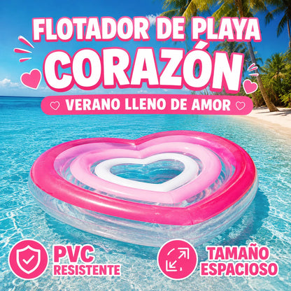 Pink Heart-Shaped Inflatable Float, 155X135Cm, Romantic Design, Resistant and Comfortable, for Pool and Beach