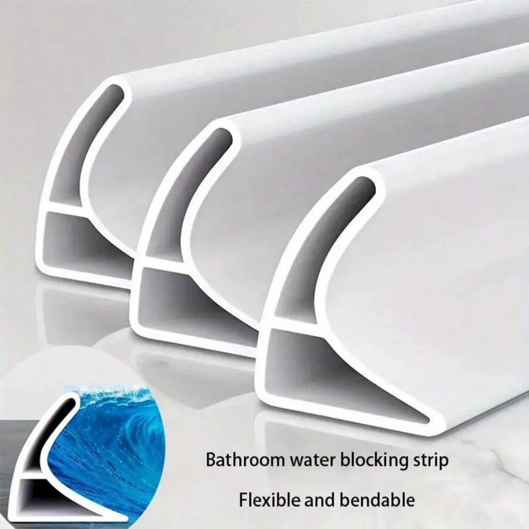 1PC 1m/39.37inch Curved Groove Water Barrier Strip Shower Room Dry Wet Separation Silicone Countertop Self-Adhesive Water Barrie
