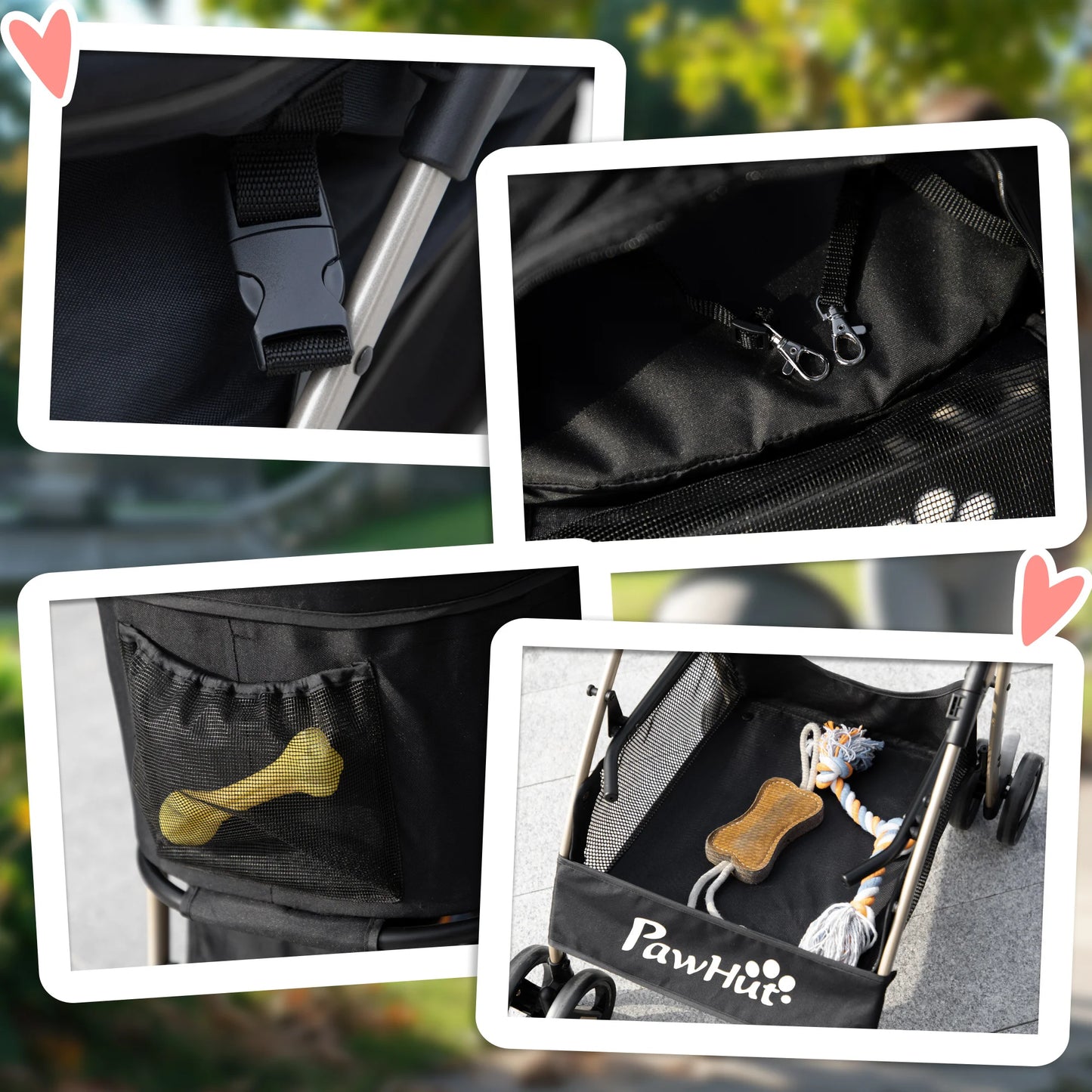 2 in 1 Pet Stroller Detachable Dog Carrier Cart Dog Buggy Small Pet Pushchair, 2-in-1 Hundewagen und Transportkorb klappbar mit abnehmbarem Haustiertasche, Detachable Travel Carrier Bag Full Breathable Mesh Windows Large Bott