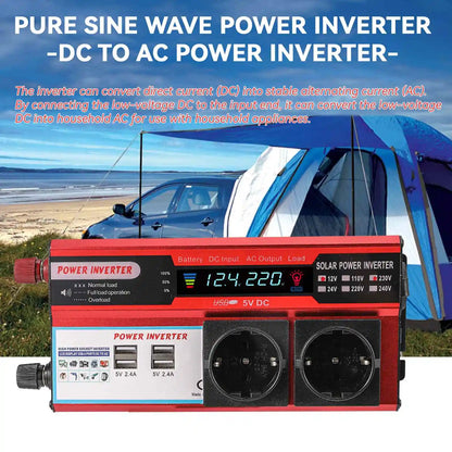 4000W 3000W Power Inverter DC 12V To AC 220V 230V Transformer with 4 USB EU Socket Charge with LED Display for RV Phone Car