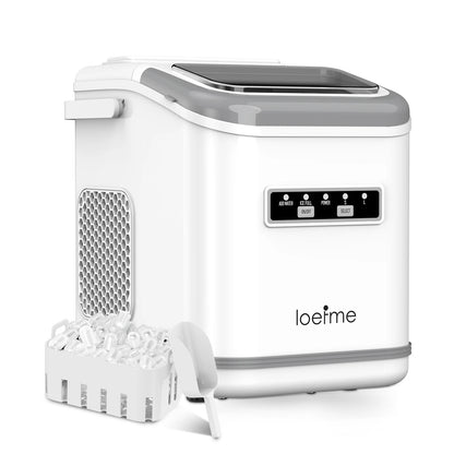 LOEFME Portable Ice Maker 12kg/24h 9 Ice Cubes in 6-13 Min LED Display with Adjustable Ice Size 1.4L Water Tank for Home