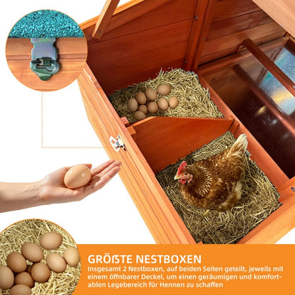 Chicken Coop on Stilts with Wooden Laying Nest Protects Chickens from Predators, Raised Nest, Easy to Clean