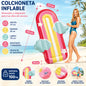 Colorful Rainbow Inflatable Mat Size 175X117X20Cm Maximum Capacity 100kg Resistant Material Safety Valves Design with Clouds and Stars Lightweight Foldable for Pool Beach Lake Fun and Aquatic Relaxation Adults Summer