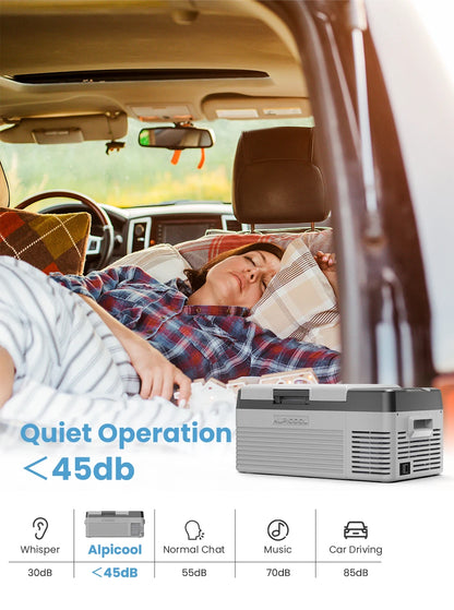 Alpicool CL15 15L Car Refrigerator 12V Compressor Fridge Mini Freezer 12/24V DC 100-240V AC Portable Cooler for Camping Travel