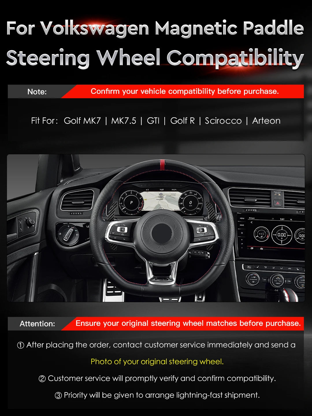 TDD Carbon Fiber Magnetic Paddle Shifters for Volkswagen GTI Golf 7 Golf R MK7/7.5 VW Scirocco Arteon Shift Paddle Extensions