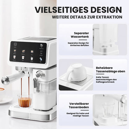 20 Bar Espresso machine with Automatic Milk Foaming System, All-in-One coffee maker machine for Latte, Cappuccino & Cold Brew