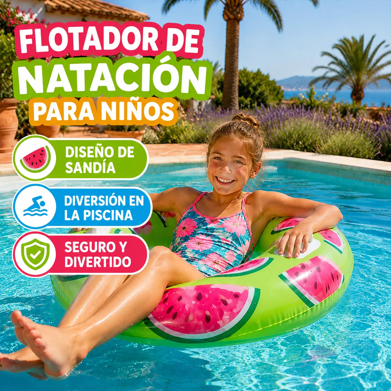Swimming Float with Fruit Design, 3 Models Available, Sturdy Handles, Non-Toxic and Tear-Resistant Pvc, Ideal for Pool, Beach and Summer, Fun and Safe for Children and Teenagers