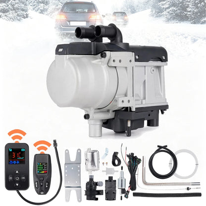 12V 6KW Diesel Heater One/Two-Way Remote Control LCD Switch Parking Heater Brushless Water Pump Diesel Heating for Car Van Trucks Engine Preheating