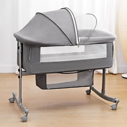 Baby Crib 3 in 1 Baby Bed Bedside Crib Baby Playpen 0-3 years child multi-function folding and lifting With Mosquito Net & Wheel