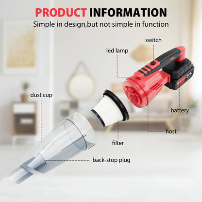 Cordless Vacuum Cleaner 2-in-1 Stick with LED Light, Lightweight Car & Home Use, for Hardwood Floors and Pet Hair Removal, Powerful Suction, Handheld Car Vacuum