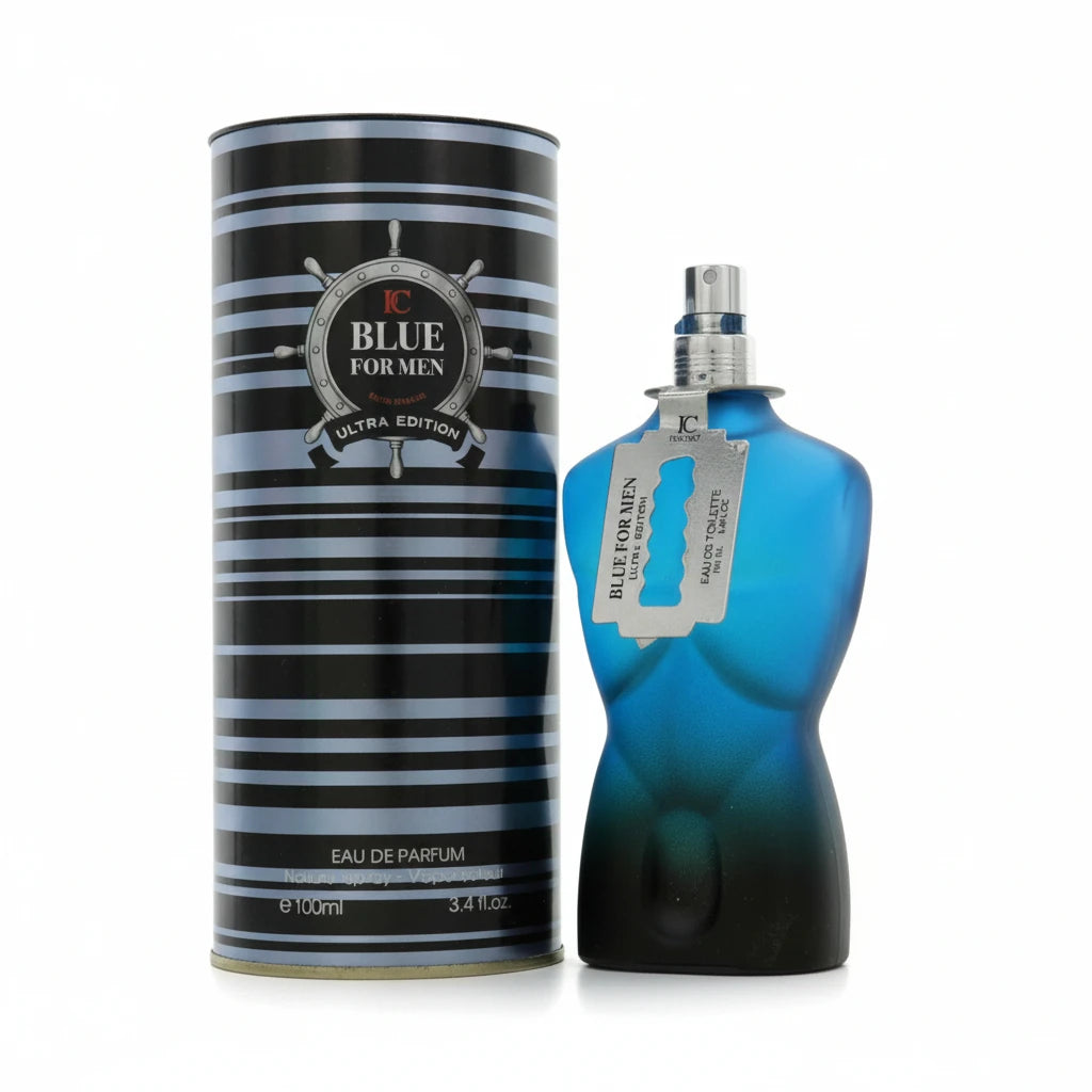 Blue For Men Ultra Edition 100 ml - Fragrance Couture. Eau de Parfum perfume with a fresh, woody and aromatic scent, featuring citrus and spicy notes and an elegant, masculine base.