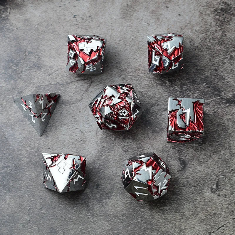 D&D kauliukai, 7 kauliukų metalinis DND kauliukų rinkinys, svertiniai metaliniai „Dungeons and Dragons“ kauliukai, daugiakampiai D ir D kauliukai, skirti vaidmenų žaidimui