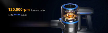 cordless vacuum cleaner, 60KPa, battery life 50 Min, tank 1L, for animal hair, Carpet and hard floors