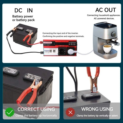 4000W 3000W Power Inverter DC 12V to AC 220V 230V Transformer with 4 USB EU Sockets Charging with LED Display