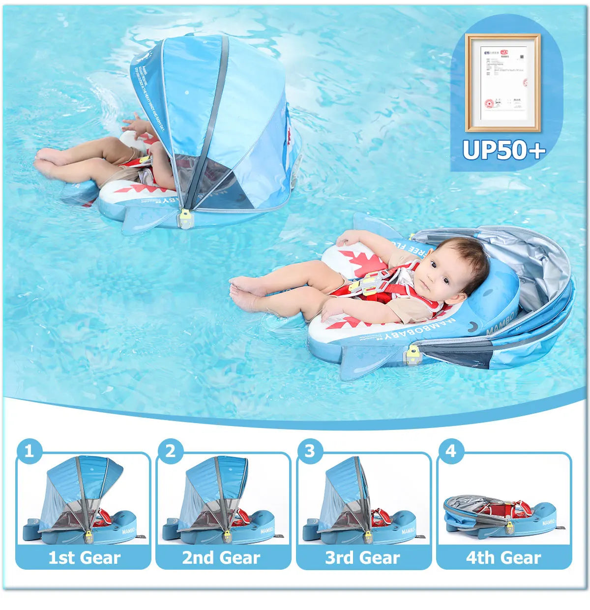 Mambobaby Baby Pool Float Vip 5 Dropshipping Blackproof Pool Mat For Infant Non-Inflatable Natation Buoy With Parasol Beach Toys